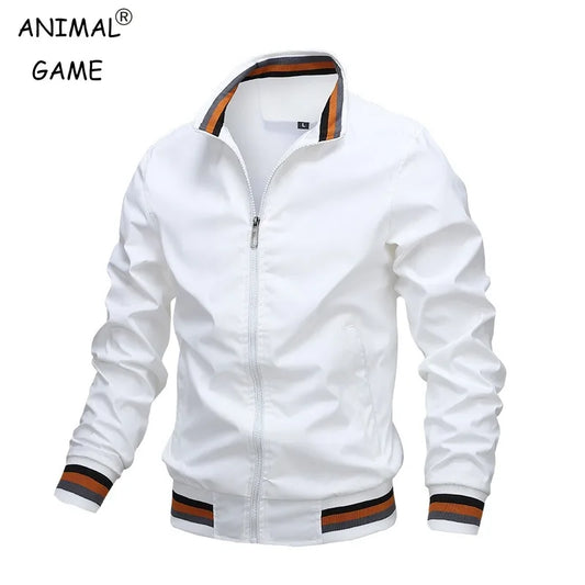 Autumn and Winter Men'S Stand Collar Casual Zipper Jacket Outdoor Sports Coat Windbreaker Jacket for Men Waterproof Bomber