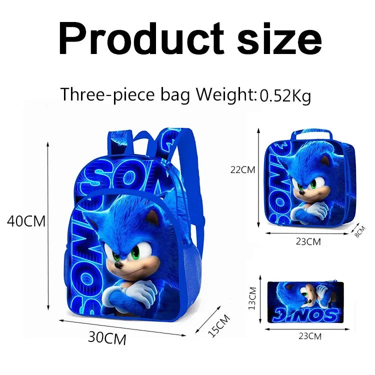 SONIC Sonic Bags for Primary and Secondary School Students and Children'S Cartoon School Bag Mochila Ports Backpack Lightening