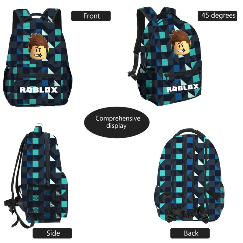 3Pcs Game Cartoon Print School Bag Lunch Bag Pencil Case Set Student Backpack Birthday Gifts
