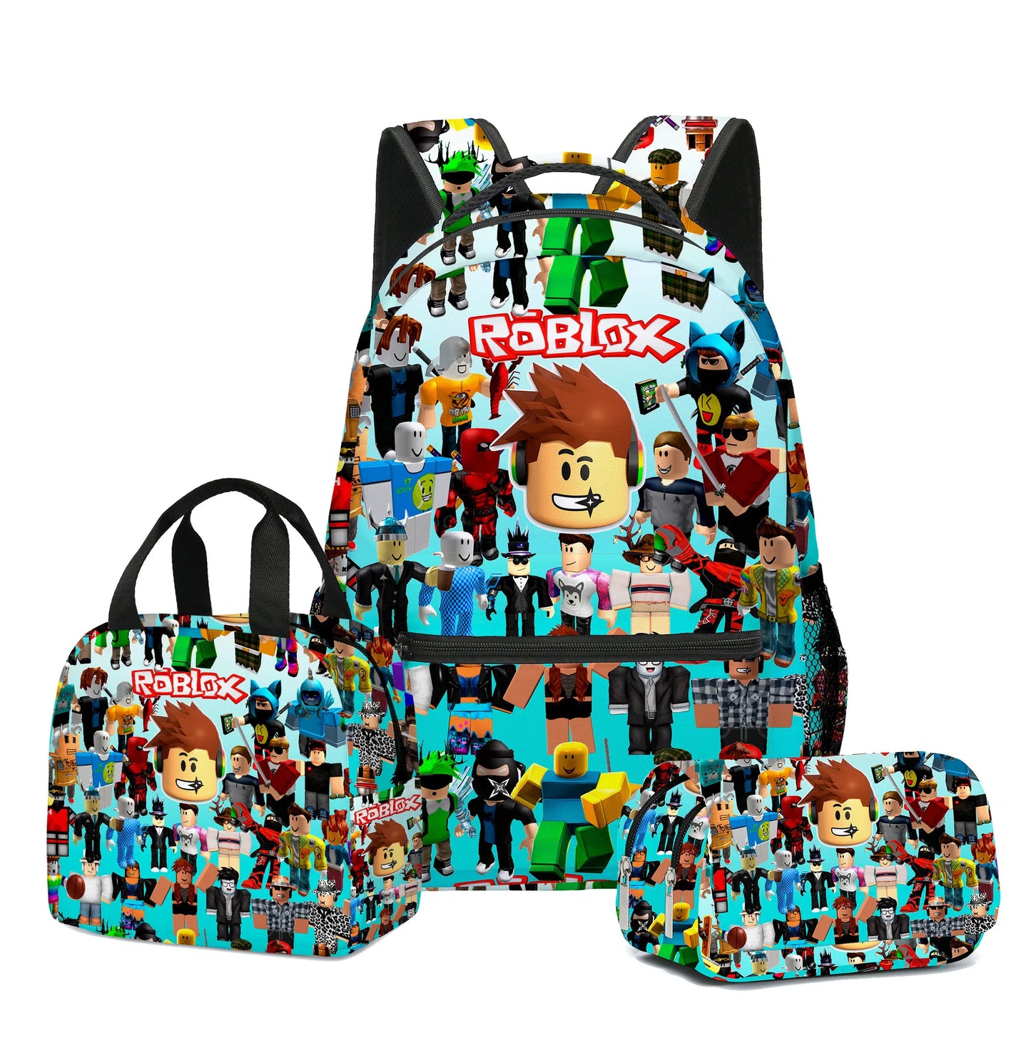 3Pcs Game Cartoon Print School Bag Lunch Bag Pencil Case Set Student Backpack Birthday Gifts