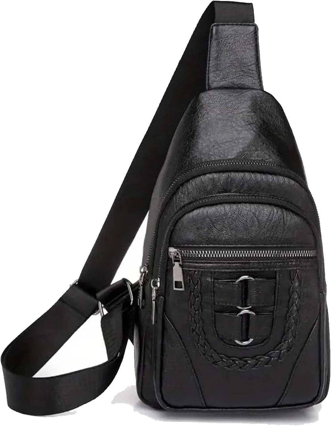 Men and Women Retro Leather Crossbody Bag Chest Bag