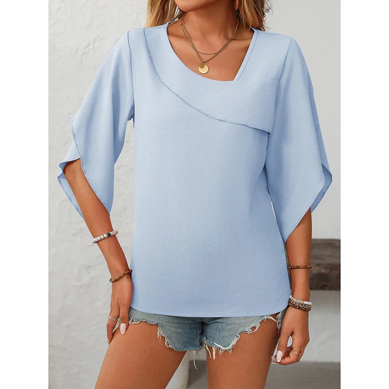 Women V-Neck Fashionable Short-Sleeved Shirt