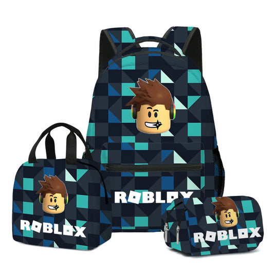 3Pcs Game  Cartoon Print School Bag Lunch Bag Pencil Case Set Student Backpack Birthday Gifts