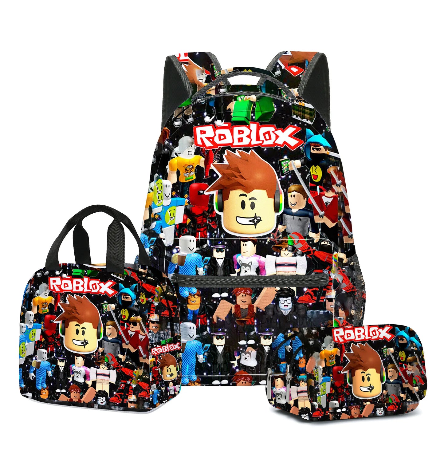 3Pcs Game  Cartoon Print School Bag Lunch Bag Pencil Case Set Student Backpack Birthday Gifts