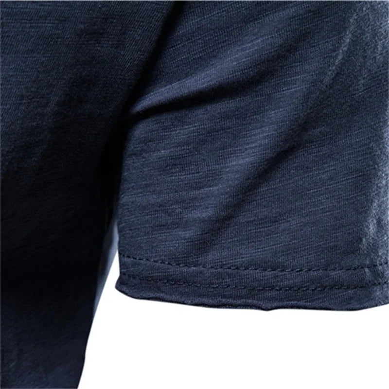Brand Quality 100% Cotton Men T-Shirt V-Neck Fashion Design Slim Fit Soild Male Tops Tees Short Sleeve
